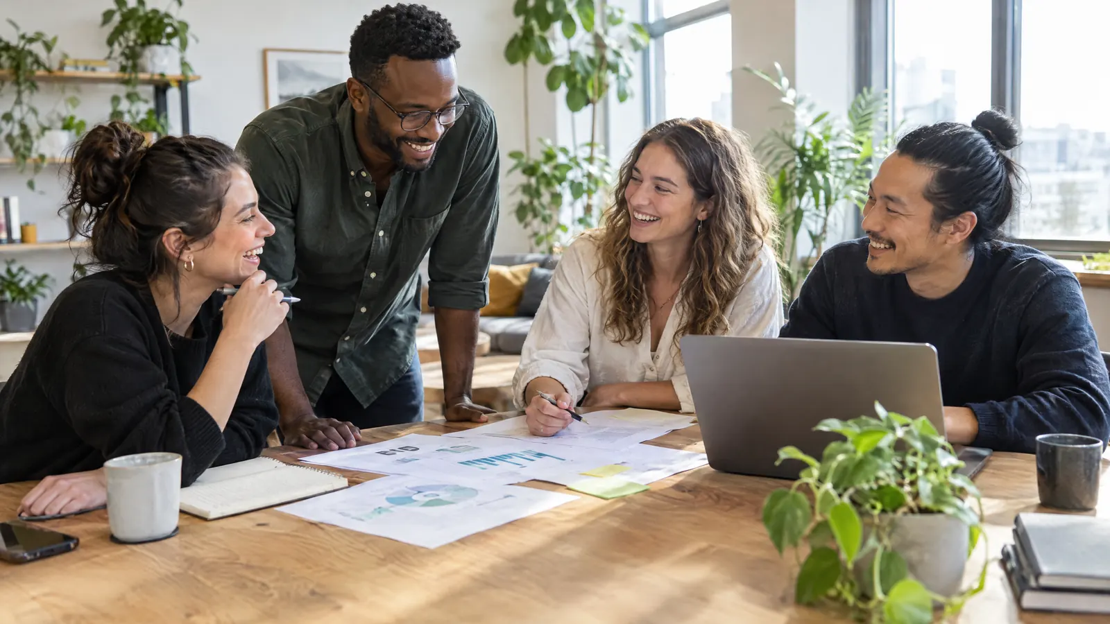TRIGGERICON growth specialists in strategy, marketing, technology and operations reviewing a growth plan together